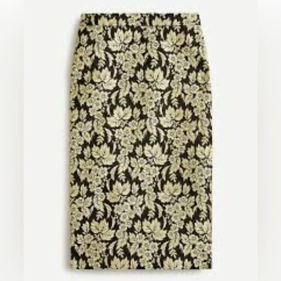 JCrew Collection Jacquard gold metallic patterned pencil skirt 4 - Picture 1 of 6
